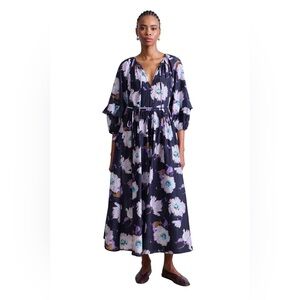 Apiece Apart Navy Floral Long Sleeve Dress